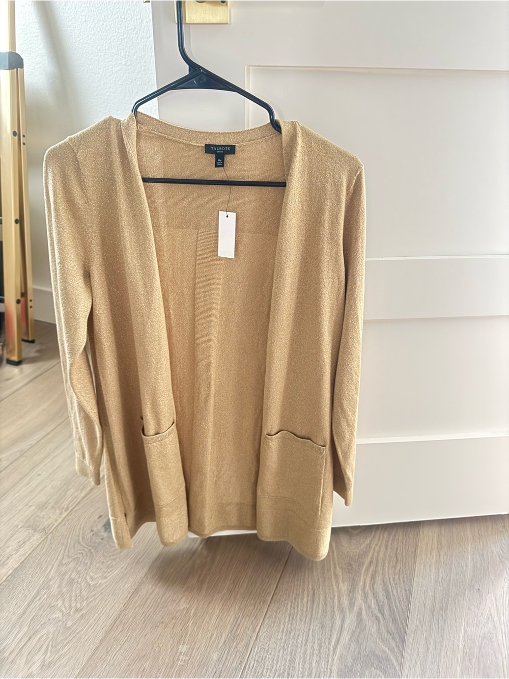 Talbots Gold Open-Front Pocket Cardigan